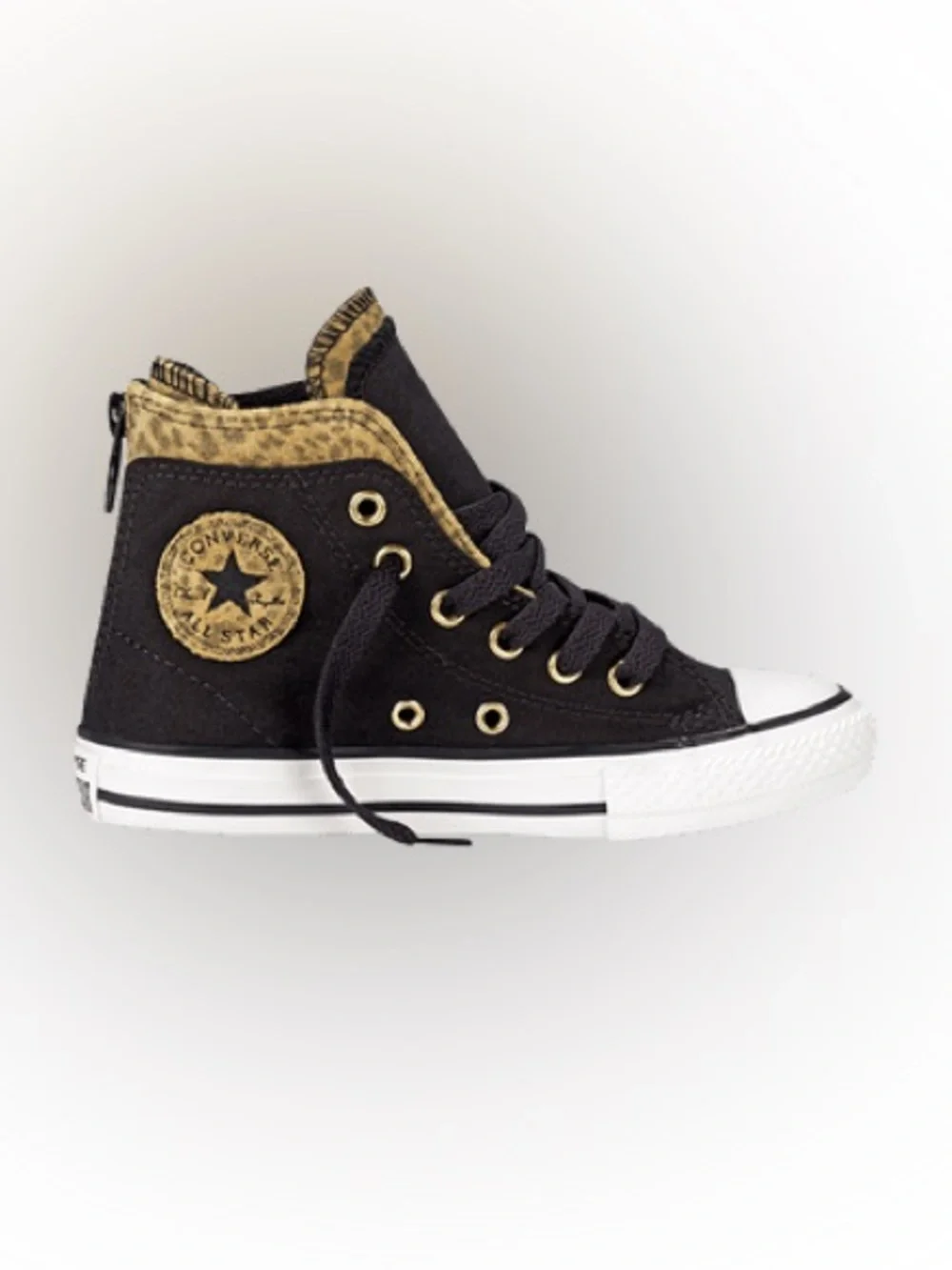 Converse Chuck Taylor All Star Back Zip Hi GS Leopard Shoes